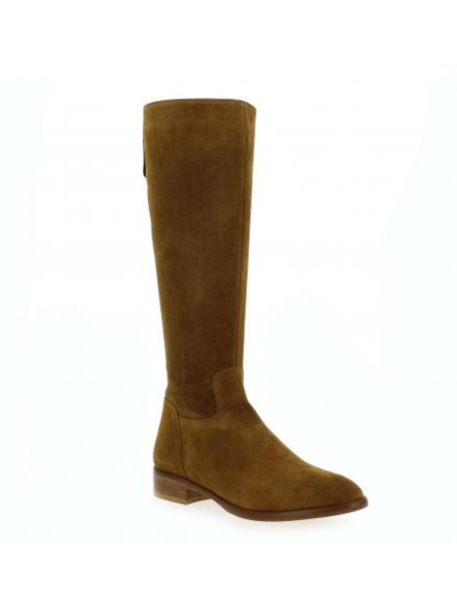 Femme Janie Philip Bottes Plats Et Petits Talons | Danaides Cuir Velours Camel