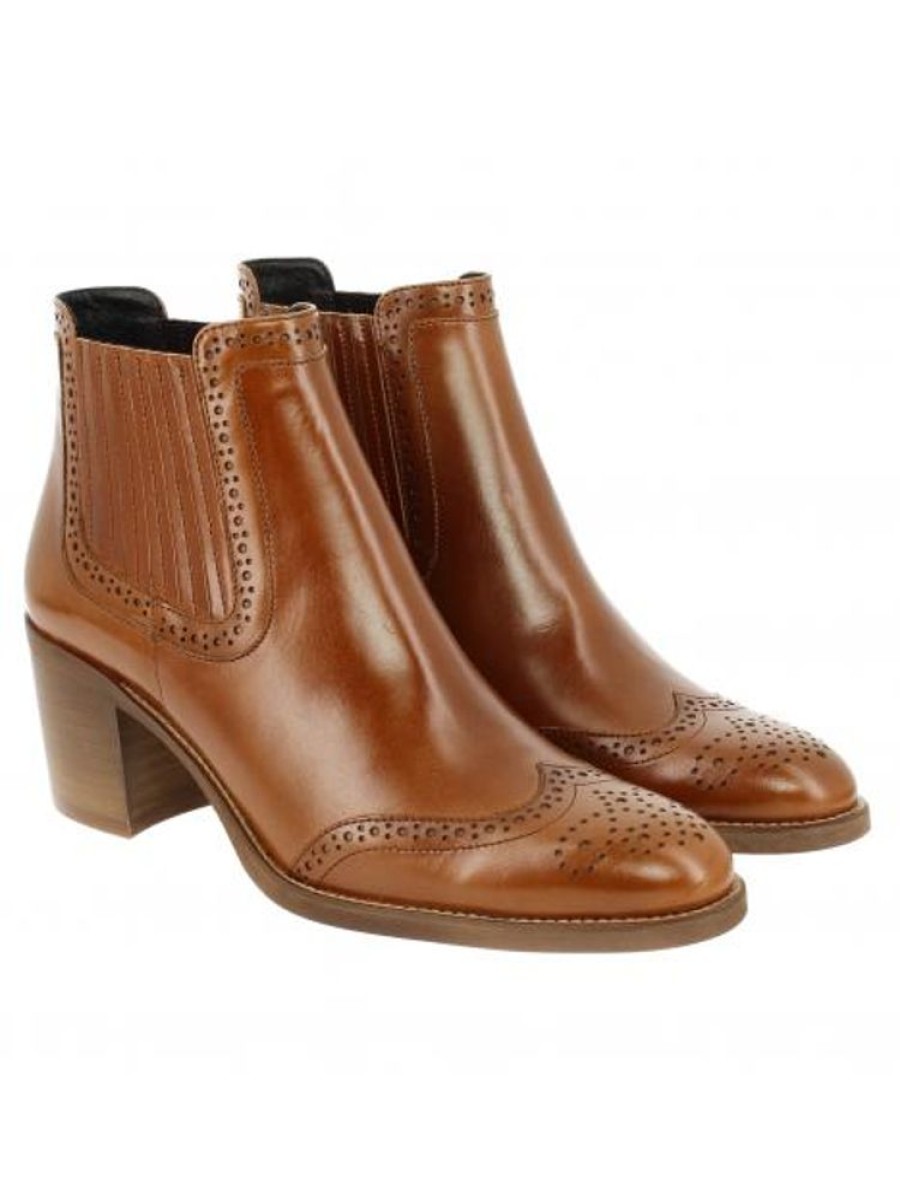 Femme Janie Philip Talons Plats Et Petits | Adele Cuir Cognac