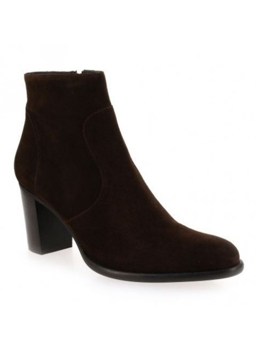 Femme Janie Philip Talons Hauteur Moyenne | Paca Cuir Velours Marron