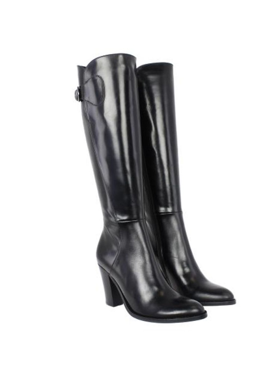 Femme Janie Philip Bottes Talon Haut | Thomson Cuir Noir