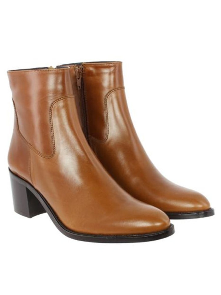 Femme Janie Philip Talons Plats Et Petits | Claudie Cuir Cognac