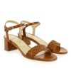 Femme Janie Philip Sandales A Talon | Cassis Cuir Tresse Cognac