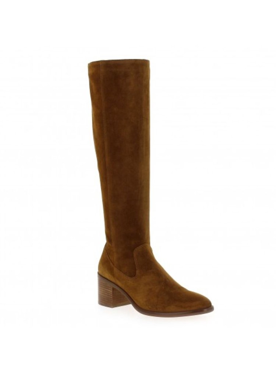 Femme Janie Philip Bottes Plats Et Petits Talons | Domino Cuir Velours Camel