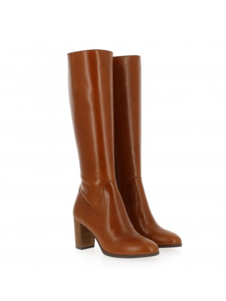 Femme Janie Philip Bottes Talon Hauteur Moyenne | Gilles Cuir Cognac