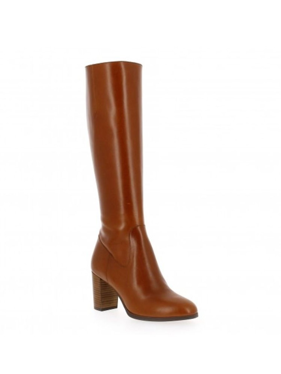 Femme Janie Philip Bottes Talon Hauteur Moyenne | Gilles Cuir Cognac